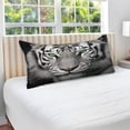 thumbnail image 5 of Coolnut White Tiger with Green Eyes Plush Pillow Case, Zippered Bed Pillow Pillowcases, Super Soft and Cozy Pillowcase Covers for Sleep Decor Giftsation - King Size 20x40in, 5 of 7