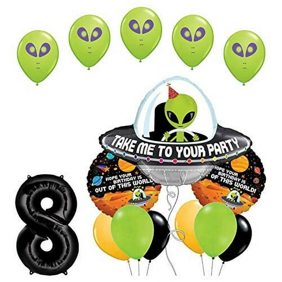 Space Alien 8th Birthday Party Supplies Balloon Bouquet Decorations