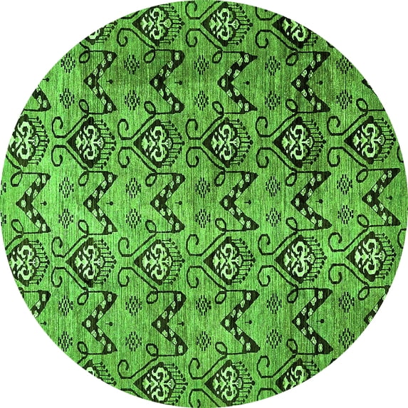 Ahgly Company Indoor Round Abstract Green Modern Area Rugs, 3' Round