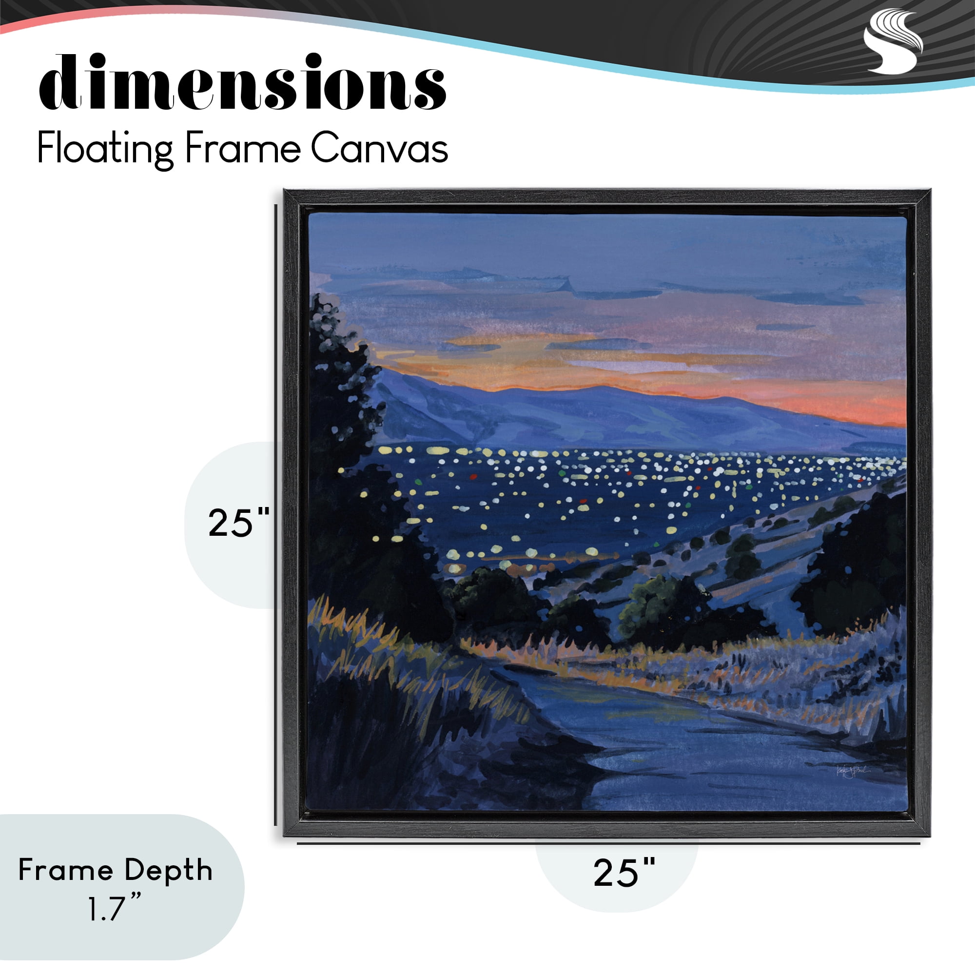 Stupell Industries Desert City Lights At Dusk Black Framed Floater Canvas Wall Art, design by Kate Jarvik Birch
