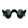 thumbnail image 3 of Rad Offbeat Thick Plastic Wave Shape Runway Fashion Sunglasses Black, 3 of 8