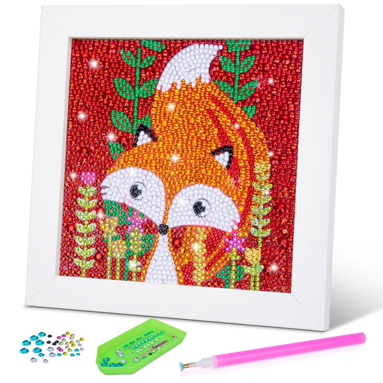 Diamond Painting Kit for Kids Age 6-12 Birthday Gifts for 7 8 9 10 Year Old  Girls Boys 5D Deer Diamond Paint Set with White Frame for Children Adult  DIY Art and