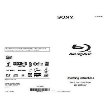 Instruction Manual ONLY for Sony BDP-BX57 Blu-ray Player Owners Manual REPRINT