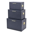 thumbnail image 6 of Sable Set of 3 Trunks with Gold Handles - Navy Blue, 6 of 12