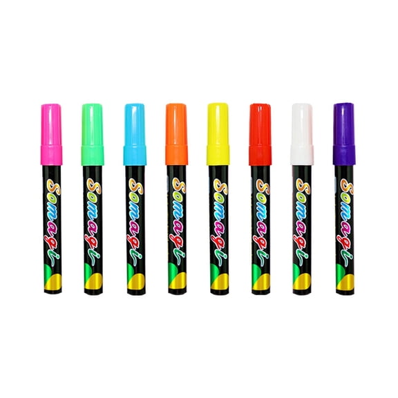 CASAFUN 8 Color 7mm Outline Pen Set Chalk Marker Pen & Dry Erase Markers Tip Fluorescent Markers Highlighters for LED Menu Board Bistro Boards Art Glass Window Blackboard Whiteboard