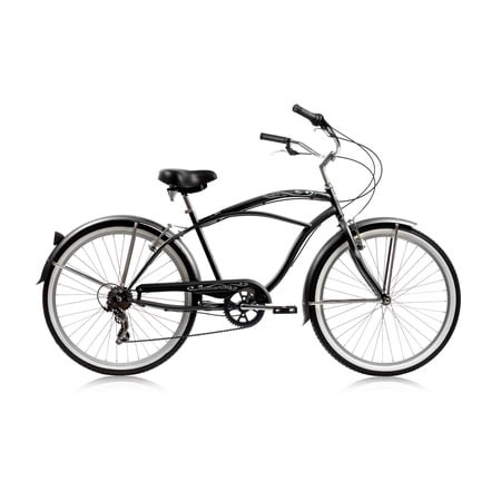 WonderWheels 26  Beach Cruiser Coaster Brake Single Speed Stainless Steel Spokes One Piece Crank Alloy Rims 36H - Black