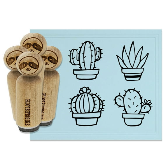Cactus Succulents Prickly Pear Flower Rubber Stamp Set for Scrapbooking Crafting Stamping - Mini 1/2 Inch