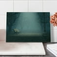 thumbnail image 2 of Forest Cutting Board, Bench in the Park on Dark Mysterious Night Scary Forest Horror Theme Habitat Design, Decorative Tempered Glass Cutting and Serving Board, Small Size, Blue Cream, by Ambesonne, 2 of 5