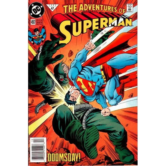 Adventures of Superman #497 (Newsstand) VF ; DC Comic Book
