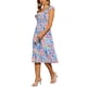 thumbnail image 4 of Vestido Midi Floral Inspire Chic sin mangas con volantes y escote en V, fluido y bohemio, vestido de playa para mujer en azul y rosa, 4 of 6