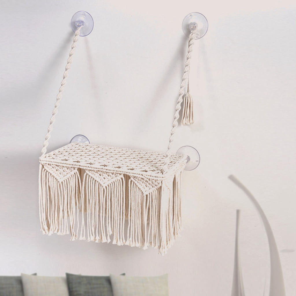 NEXAVKPR Cats Hammock Tassel Hanging Bed Small Cats Window Perch Sunbath-Bed Pet Supplies