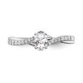 thumbnail image 4 of Solid 14k White Gold Diamond Side-Stones with CZ Cubic Zirconia Center Stone Engagement Ring Size 6.5, 4 of 8