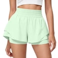 thumbnail image 2 of Dwellite Running Shorts for Women High Waisted Quick Dry Butterfly Flowy Athletic Gym Yoga with Pockets Light Green S, 2 of 5