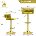 thumbnail image 2 of DREAMSIDEA Swivel Bar Stools Set of 2 Modern Velvet Upholstered High Back Adjustable Bar Chairs with Golden Footrest for Kitchen Counter Square Island, Olive Drab, 2 of 5
