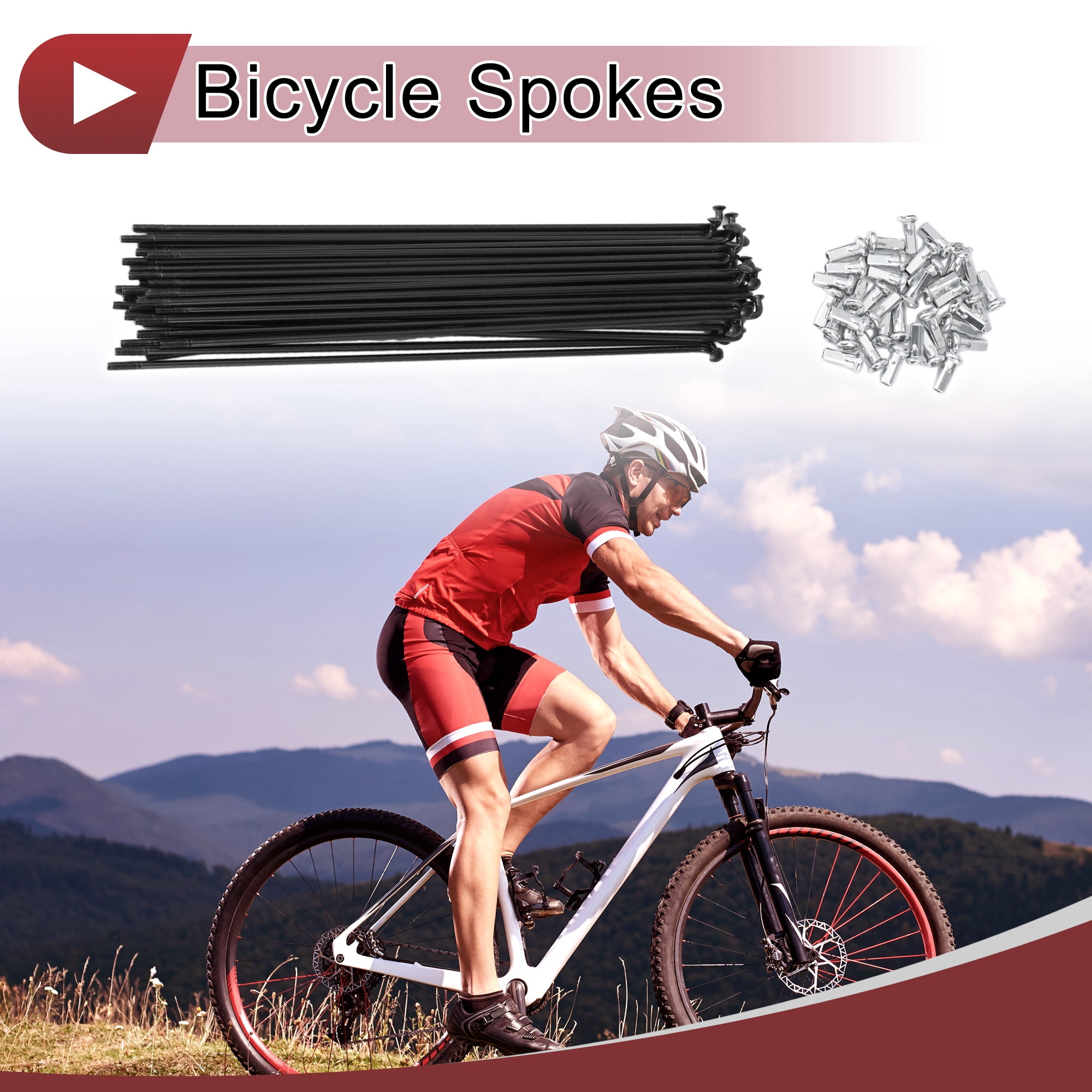 Unique Bargains 36 Set 12G Bicycle Spokes 12G Bike Wheel Spokes 45 Steel Black-210mm