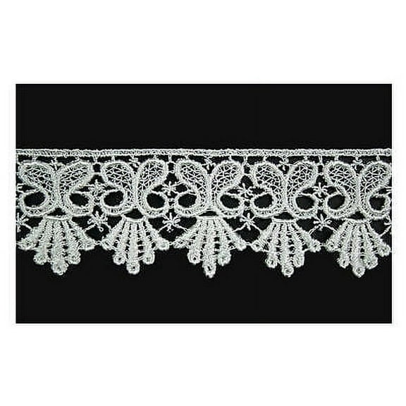 1-7/8" Off-White Embroidered Lace Trim for Home Decor Sewing Upholsery