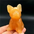 thumbnail image 4 of GKNET Natural Quartz Crystal Handcarved Small Animal French Bulldog Reiki Home Decor-Yellow Jade Stone, 4 of 9