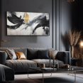 thumbnail image 6 of HFDF Black Abstract Lines Picture Wall Art, 24x 48 Modern Canvas Print, Living Room, Bedroom, Office, Kitchen, Dining Room Gallery Decor 14x11inch Framed, 6 of 6