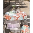 thumbnail image 5 of Fsddascl Ocean Coral Outdoor Tablecloth - 54 Inch Round Dining Table Cover, Abstract Boho Gradient Coastal Polka Dots Waterproof Outdoor Table Cloth with Umbrella Hole & Zipper for Picnic/Patio, 5 of 7