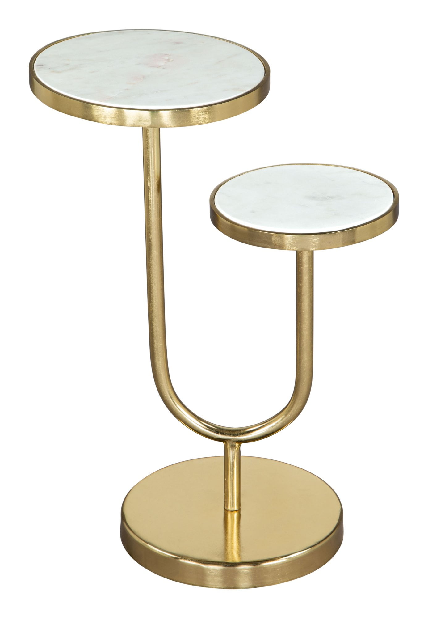 Sofa Side Table, Round, Artificial Marble, Iron Metal, White, Gold, Living Lounge Cafe Room