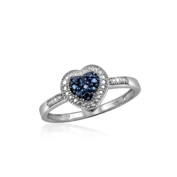 JewelersClub 0.925 Sterling Silver Accent Blue diamond Ring for Women | Diamonds for Everyday Womens Wear