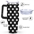thumbnail image 3 of 40oz Classic Dot Aesthetic Design Stainless Steel Flip Straw Tumbler Spill Proof Travel Cup Double Wall Vacuum Insulated Coffee Mug with Top Handle, 3 of 6