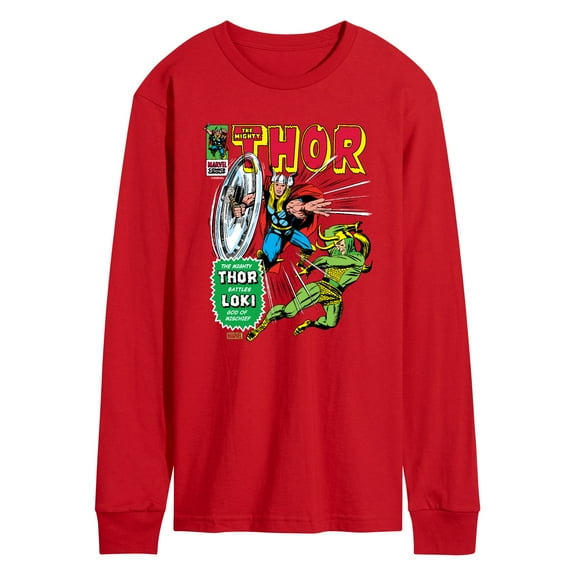 Marvel Thor - Retro Comic Book Cover - Men's Long Sleeve Graphic T-Shirt