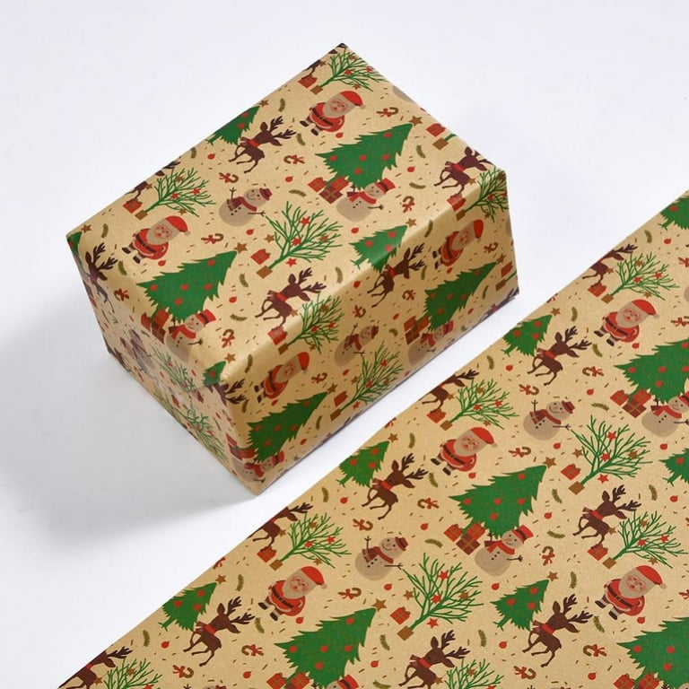 Christmas Gift Wrapping Paper Assorted Gift Wrap Christmas Kraft Wrapping  Paper Kids Kraft Christmas Set 1 Roll/Pack