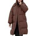 thumbnail image 3 of Breezora Women Longline Puffer Coat Casual Loose Fit Warm Winter Jacket Comfortable Outerwear M Size Coffee, 3 of 9