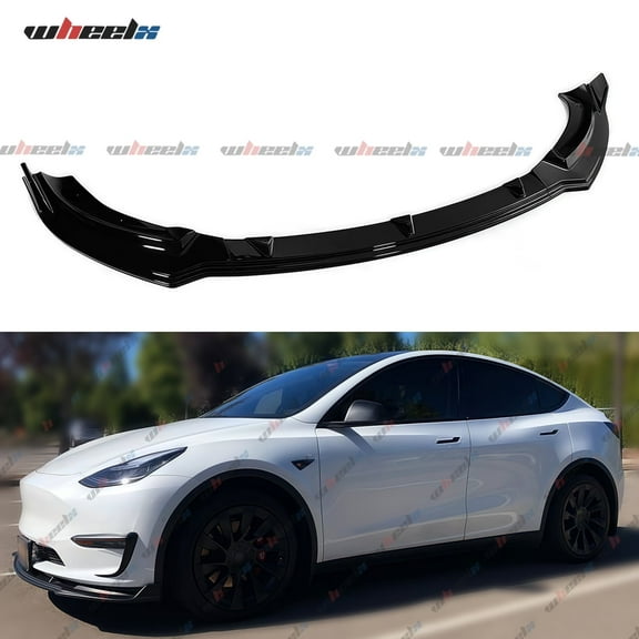Front Lip Compatible with 2020-2024 Tesla Model Y, Bumper Spoiler Air Dam Lower Chin Splitter Protection Body Kit Fits 2020 2021 2022 2023 2024 (Glossy Black)