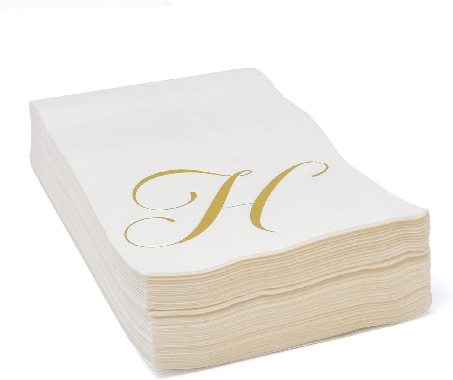 Gift Boutique Monogram Guest Napkins Letter H Gold Foil 100 Count 2-Ply Disposable Paper Dinner Napkins 15 x 12.75 Inches White