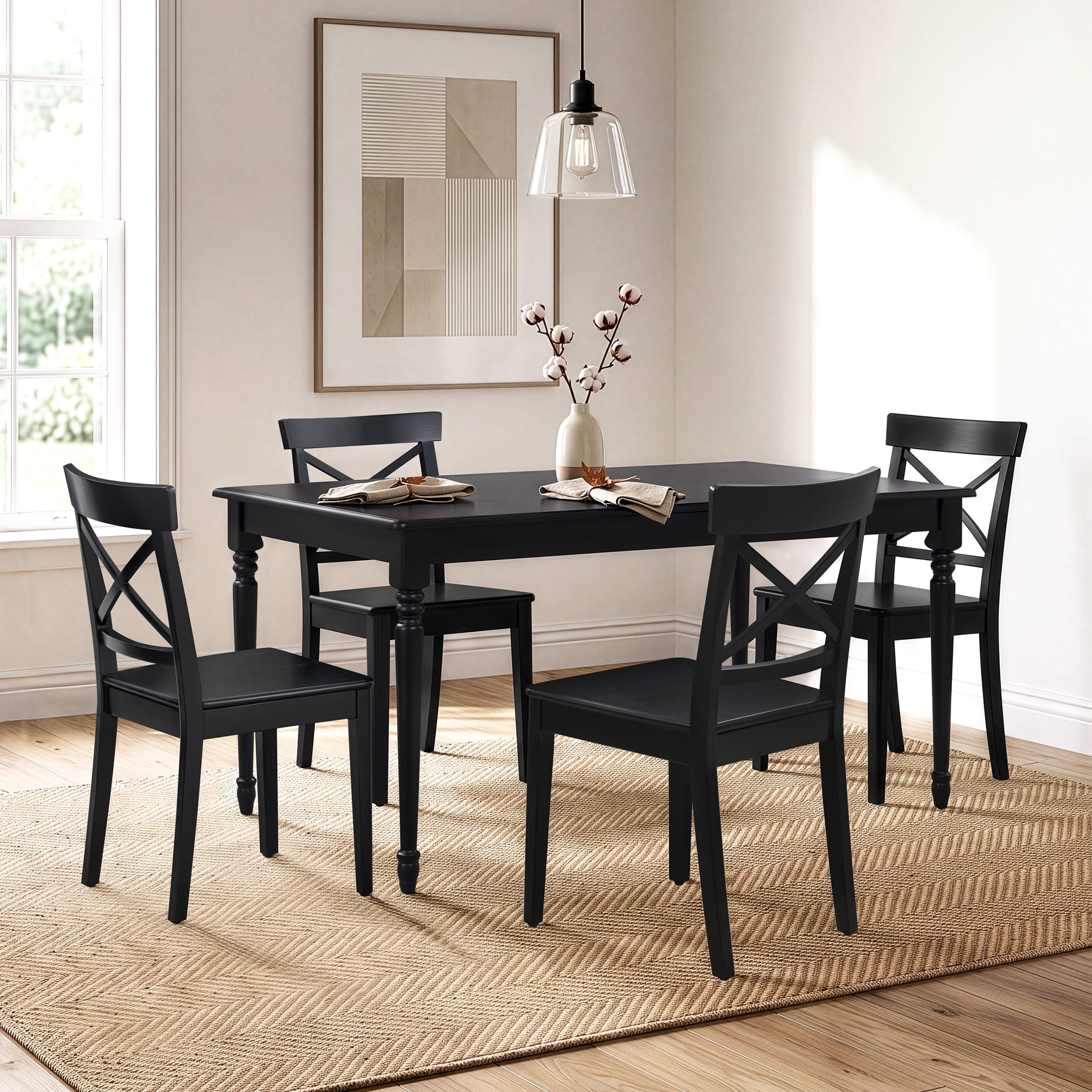 Mainstays Farmhouse Dining Table in Black Finish - Seats 4 to 6
