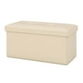 thumbnail image 1 of Costway Ottoman de Rangement Pliant Repose-Pieds Rectangulaire en Cuir PVC 22,5 Gallons Blanc, 1 of 2