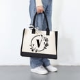 thumbnail image 3 of Canvas Handbag Letters Flower Portable Beach Shoulder Shopping Totes (V), 3 of 7