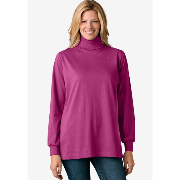 Woman Within Plus Size Petite Perfect Long-Sleeve Turtleneck Tee