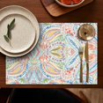 thumbnail image 5 of Multicolor Paisley Pattern Summer Placemats Table Placemats Set Of 4-Linen Kitchen Washable Placemats Table Mats 11.8"x17.7" Non-Slip Heat Resistant, 5 of 6