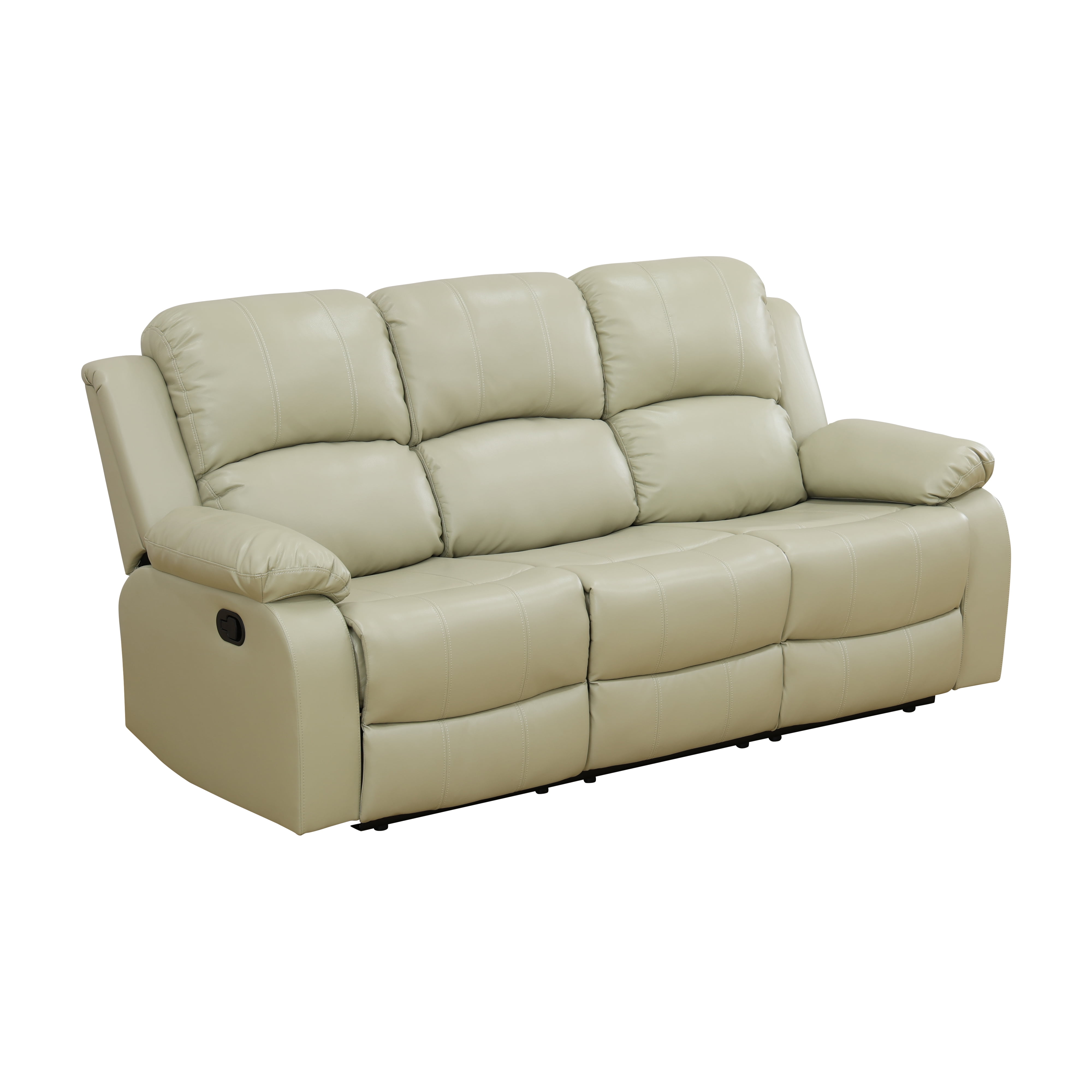 MAYEERTY Leather Recliner Sofa, 3-Seater Reclining Couch with Reversible Coffee Table, Adjustable Angle, for Living Room, Small Space