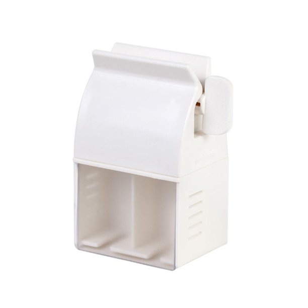 Dispensador de pasta de dientes montado en la pared, exprimidor a prueba de polvo, soporte para cepillo de dientes, estante de almacenamiento para el cuarto de baño, organizador de crema de manos, bla Feliz Sencillez