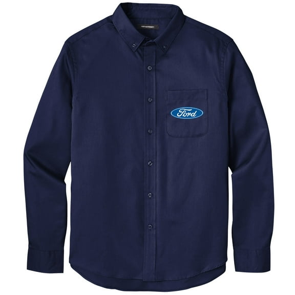 Men's FORD OVAL LOGO Twill Shirt with Pocket, Extra-Small Navy Blue