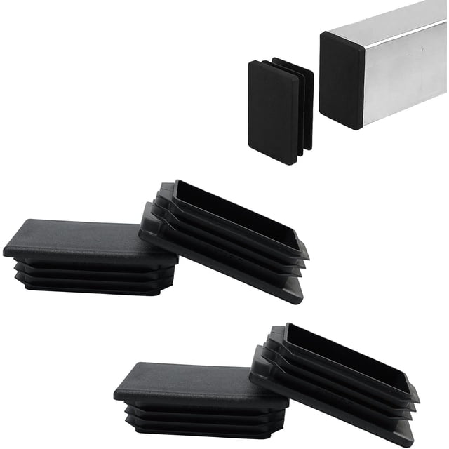 4 Pack 2"x 2-15/16" Rectangular Tube End Cap Plastic Plugs, Rectangular Tubing Plug Inserts for Metal Tubing, Fences, Glide Protection from Chair Legs and Furniture, Durable Plastic Hole Plugs, Black