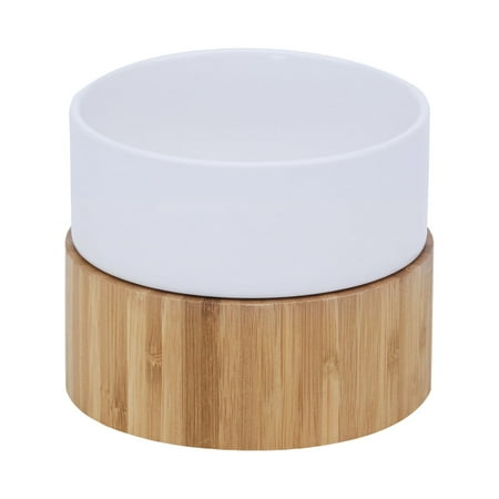 UPC: 0810083333304 | Teamson Pets Billie Elevated Ceramic Pet Dog Cat Bowl with Anti Slip Bamboo Stand