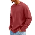 thumbnail image 5 of Men's Knit Round Neck Long Sleeve T-Shirt, Fashion Casual Pullover for Daily and Weekend Wear, Soft Stretchy Fabric Red L, 5 of 9