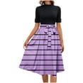 thumbnail image 2 of Weiqiqre Robes Grande Taille Fluides à Manches Courtes Taille Empire d'Été à Col Rond Longueur Midi Mode Robes Soleil Ceinturées pour Femmes, 2 of 6