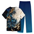 thumbnail image 3 of Men's Short Sleeve V Neck Print Chest Pocket Care Top Elastic Waist Pants Two Piece Work Suit M, 3 of 4