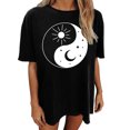 thumbnail image 3 of SMihono Hauts pour Femmes Été Décontracté Vintage Col Rond Imprimé Motif Manches Courtes Blouse T-shirt Oversize pour Femmes 2023, 3 of 5