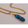 thumbnail image 5 of Natural Handmade Crystal Necklace Gold Tone Agate, Blue Agate,, 5 of 7