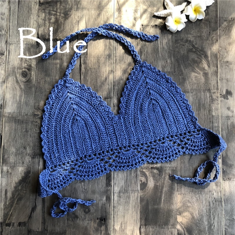 Generic Sexy Women Backless Halter Bikini Top Handmade Crochet Lace