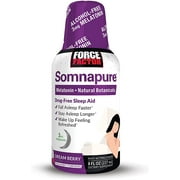 Somnapure Sleep Aid for Adults with Melatonin, Valerian Root, and Lemon Balm, Liquid Sleep Supplement to Fall Asleep Faster, Stay Asleep Longer, and Wake Up Refreshed, Force Factor, 24 Servings, 8oz