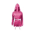 thumbnail image 3 of Seyurigaoka Women Clothes Set Solid Color Long Sleeve Hooded Tops and Shorts, 3 of 8