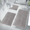 thumbnail image 1 of Juego de alfombras de baño Yimobra, 3 piezas, chenilla absorbente, gris, 1 of 7
